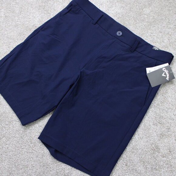 Callaway Shorts NWT Mens 33 Blue Opti-Dri Golf Stretch 9" inseam Flat Front - Picture 3 of 12